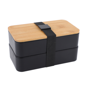 FW04 Double Layers Eco Bamboo Lunch Box With Cutlery Set
