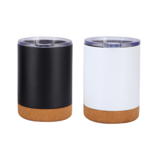 SM04 Stainless Steel Cork Wood Mug 340ml With Straw